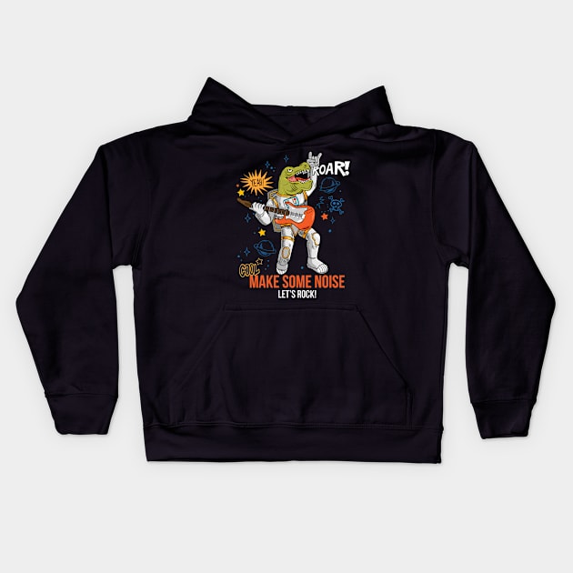 engraving cool dude in space suit rock star Kids Hoodie by drydenshops